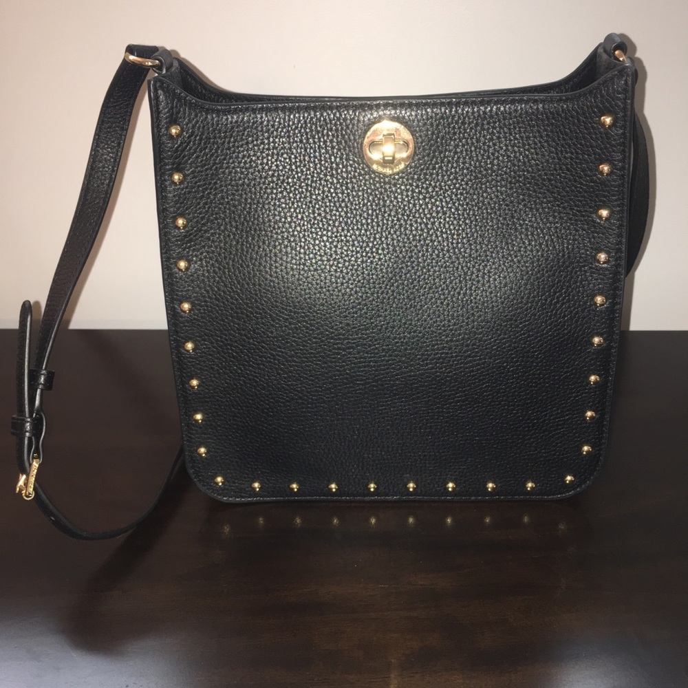 Michael Kors Studded Black Leather Crossbody Bag